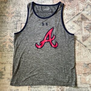 Atlanta Braves Large Under Armour Gray Tank Top with Red Logo